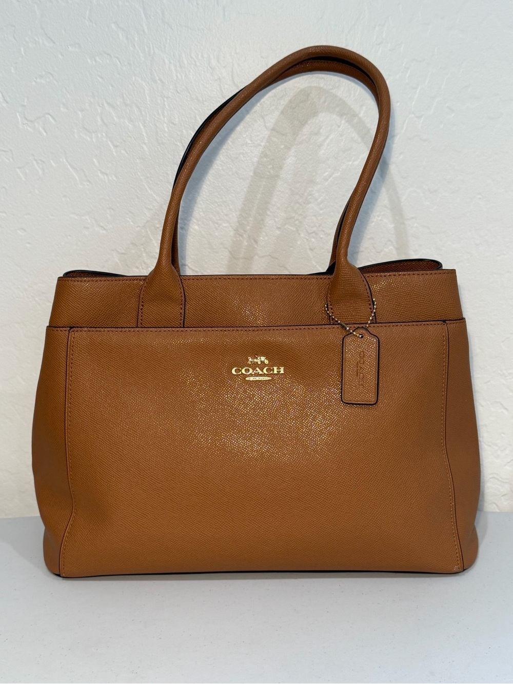 Coach Casey Tote Bag in Light Saddle Crossgrain Leather